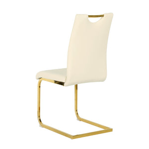 English Elm Modern Pu Leather Dining Chairs with Gold Legs Cushioned Seat for Kitchen or Bedroom W210P371642