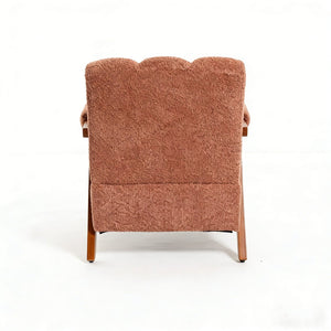 English Elm Mid-century Modern Chenille Accent Chair Cloud Silhouette Oak Frame Living Room Lounge Rust Red W1170P425436