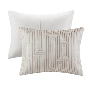 English Elm 10 Luxury Jacquard Cal King Comforter Set with Quilt, Bed Skirt & Decorative Pillows — Plush Polyester Fill Ivory 23.62 L x 18.9 W x 15.75 H B035P319218