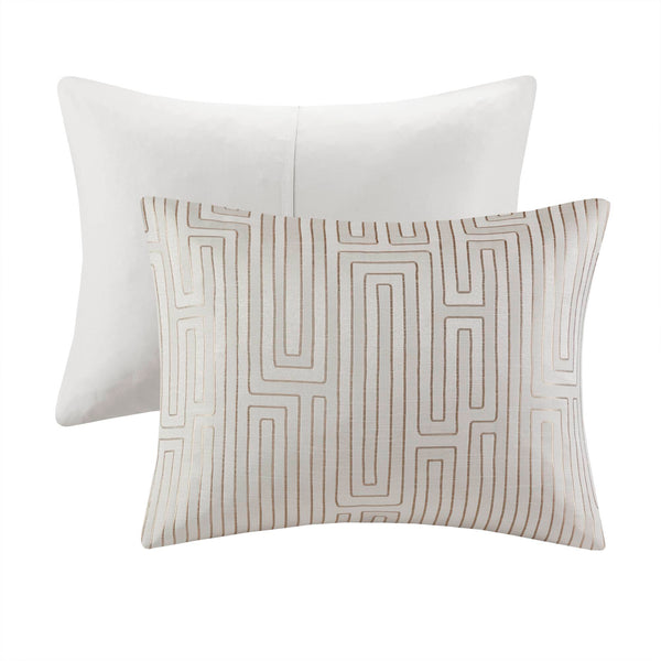 English Elm 10 Luxury Jacquard Cal King Comforter Set with Quilt, Bed Skirt & Decorative Pillows — Plush Polyester Fill Ivory 23.62 L x 18.9 W x 15.75 H B035P319218