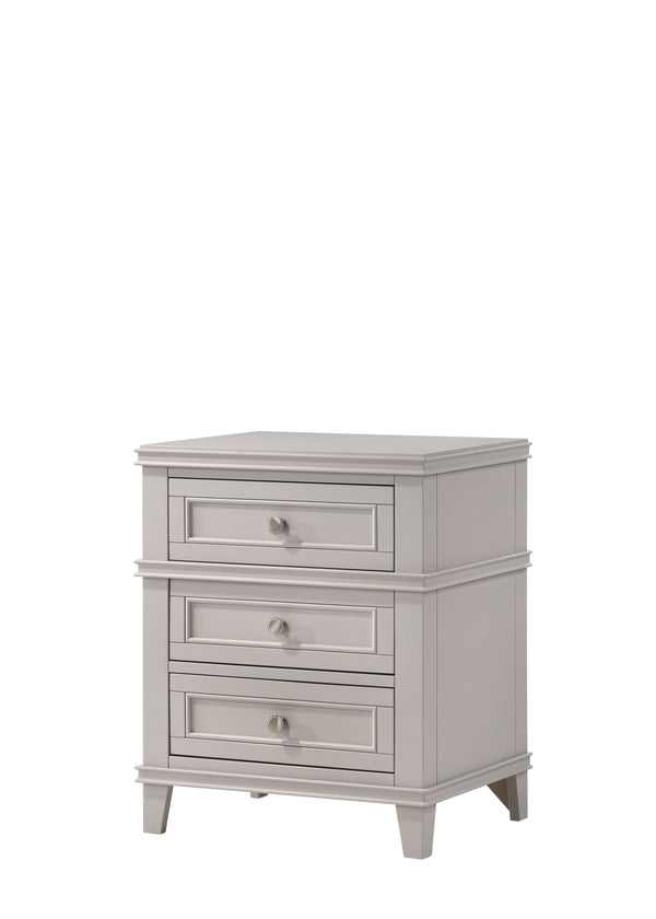 English Elm 3 Solid Wood Nightstand with USB Charging Port and Three Storage Drawers, Custom Hardware Appeal Gray 24.75 L x 19.75 W x 29.75 H B2699P236720