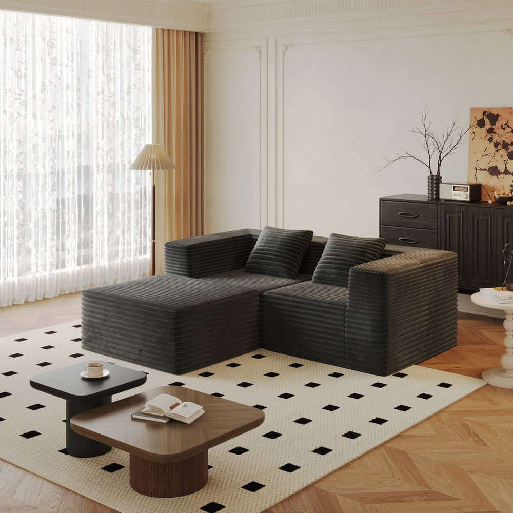 English Elm Modular Sectional Couch - Versatile Deep Seat Sofa With Memory Foam & No Assembly, Grey For Living Spaces W3434S00023