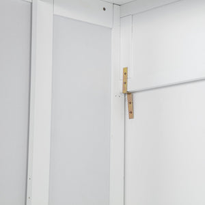 English Elm Queen Murphy Wall Bed with Integrated Desk Gas Strut Lift White Cabinet for Small Spaces White W504S00216