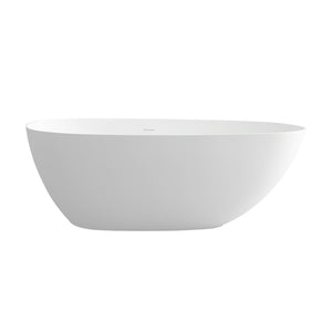 English Elm 59" Solid Surface Freestanding Soaking Tub Matte White Spa Bathtub for Primary Bath W2704P188412