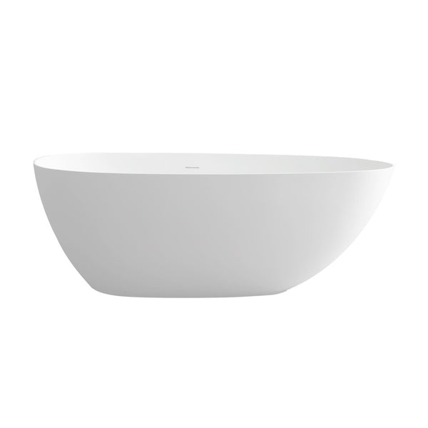 English Elm 59" Solid Surface Freestanding Soaking Tub Matte White Spa Bathtub for Primary Bath W2704P188412