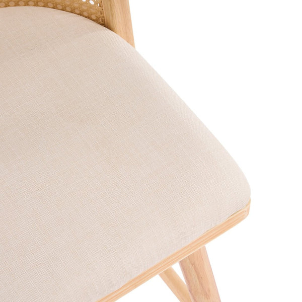 English Elm Talia Rubberwood Counter Stools with Rattan Back Cushioned Seat Scandinavian Set of 2 N775P369555N-S4