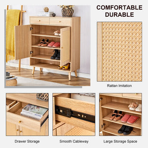 English Elm Multi-Functional Modern Minimalist Mdf Shoe Cabinet - Stylish Storage For Nordic & Industrial Homes W3226P278927