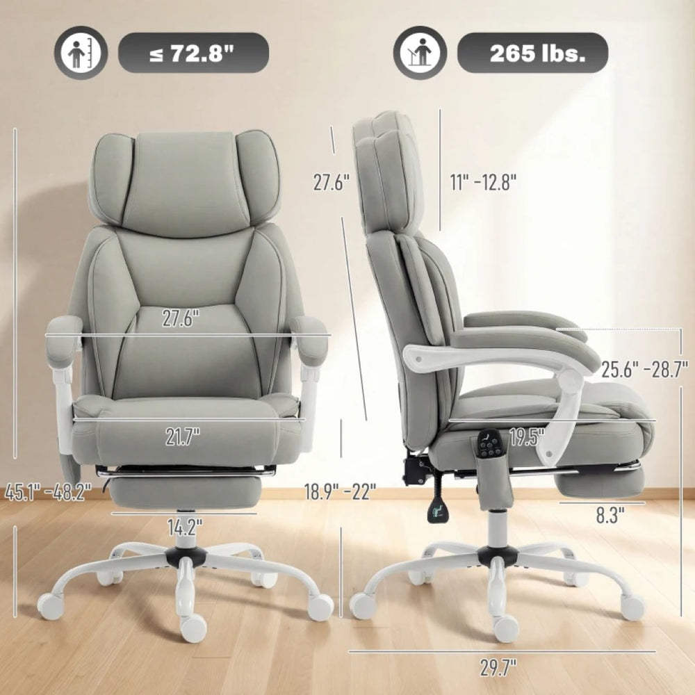 English Elm Computer Massage Office Chair High Back Pu Leather Reclining with Footrest Support Black T3971P476223