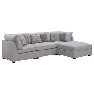English Elm Lafayette Modular Grey Sectional Sofa with Ottoman Storage and Feather Down Cushions B062S01441
