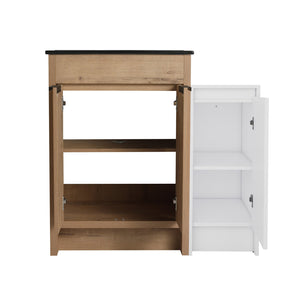 English Elm 36 Inch Freestanding Bathroom Vanity With Black Ceramic Sink & Soft-Close Doors For Modern Spaces W999S00308