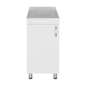 English Elm Slee White Utility Sink Cabinet with Metal Legs and Storage for Laundry Mudroom B128S00247