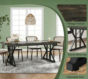 English Elm Woodgrain Walnut Look Bar Height Table with Hexagonal Base for Home Loft Dining T3971P451262