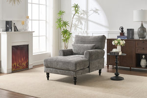 English Elm Modern Chaise Lounge with Plush High-Resilience Cushion and Solid Wood Frame for Durable Comfort Grey W2120P296386