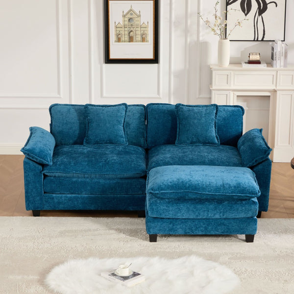 English Elm Wider Armrest Loveseat - Modern Modular Couch In Blue Chenille, Comfy Double-Layer Cushion, Ergonomic Design W1143S00037-GIGA
