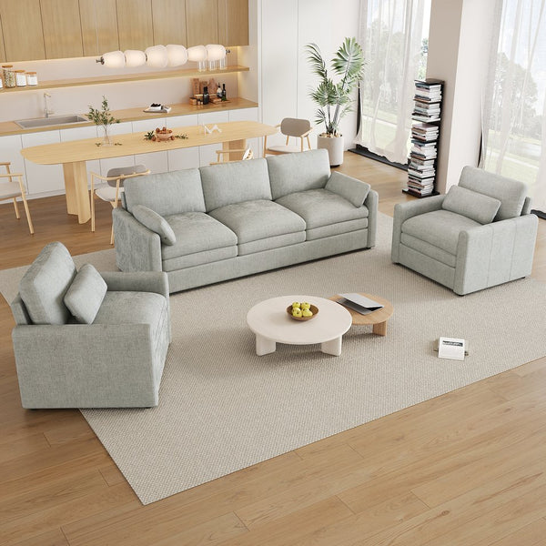 English Elm Cozy Oversized Chenille Sofa Set - Plush Double Cushion Comfort For Living Room & Family Spaces N719S001921R