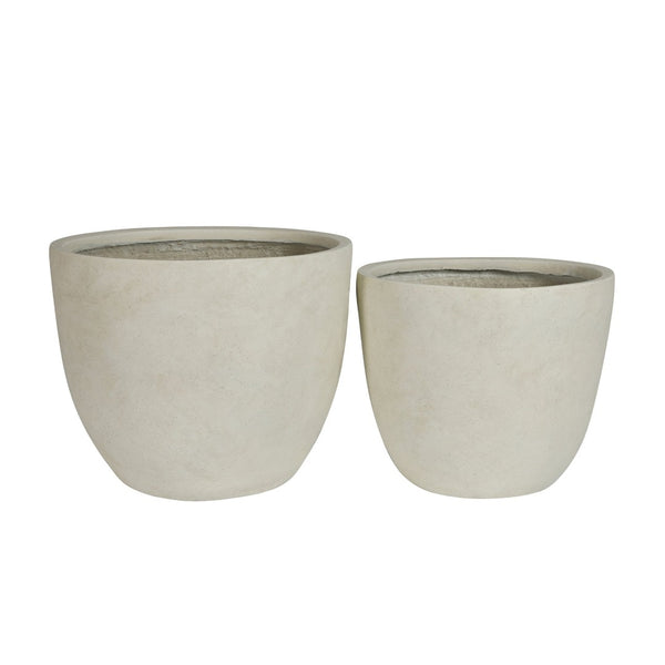 English Elm Round Handcrafted Concrete Planter Set Textured Matte Finish Patio Entryway Garden W347P449342