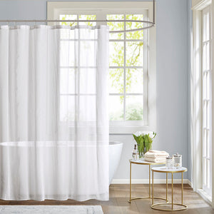 Madison Park Anna Shabby Chic Sheer Shower Curtain MP70-5783 White