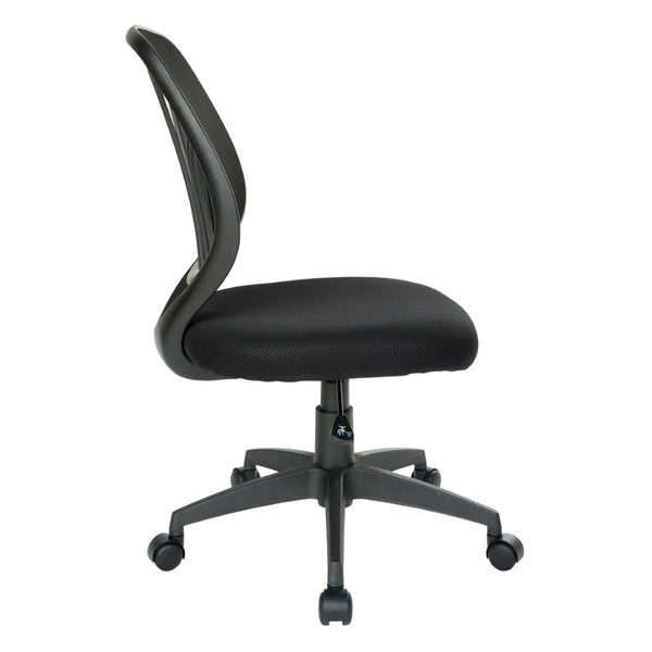 OSP Home Furnishings Screen Mesh Armless Task Chair with Lumbar Support for Home Office Productivity EM69200PN-3M