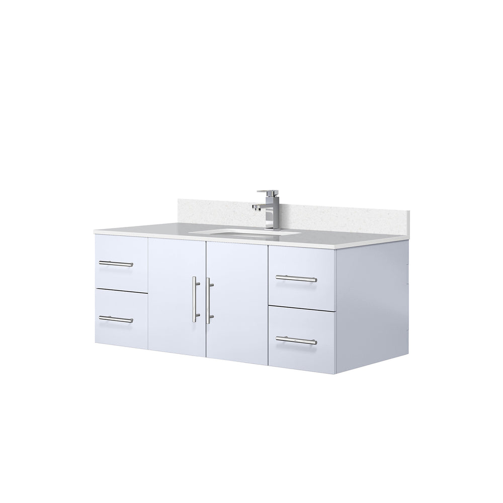 English Elm Glossy 48" White Bath Vanity with Cultured Marble Top, Soft-Close Drawers, Chrome Faucet Set B2731P258663