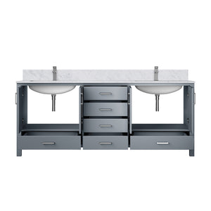English Elm Dark Grey Double Bath Vanity 80" W x 22" D with Carrara Marble Top, Soft-Close Storage & Chrome Faucet Set B2731P259127