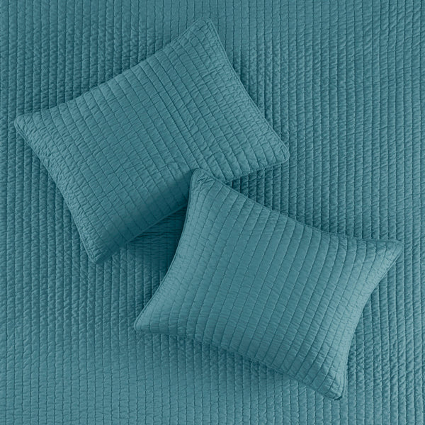 English Elm 3 Piece Keaton Reversible Quilt Set Teal King/Cal King - Brushed Microfiber, Antimicrobial, Cozy Farmhouse Look B035129044