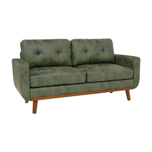 English Elm 65-inch Two Seat Sofa Breathable Foil Fabric Diamond Quilted Back Solid Wood Legs Olive Green W5568P478817