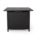 Christopher Knight Home® - Noble House - Aspen Outdoor Square Aluminum Fire Pit, Matte Black