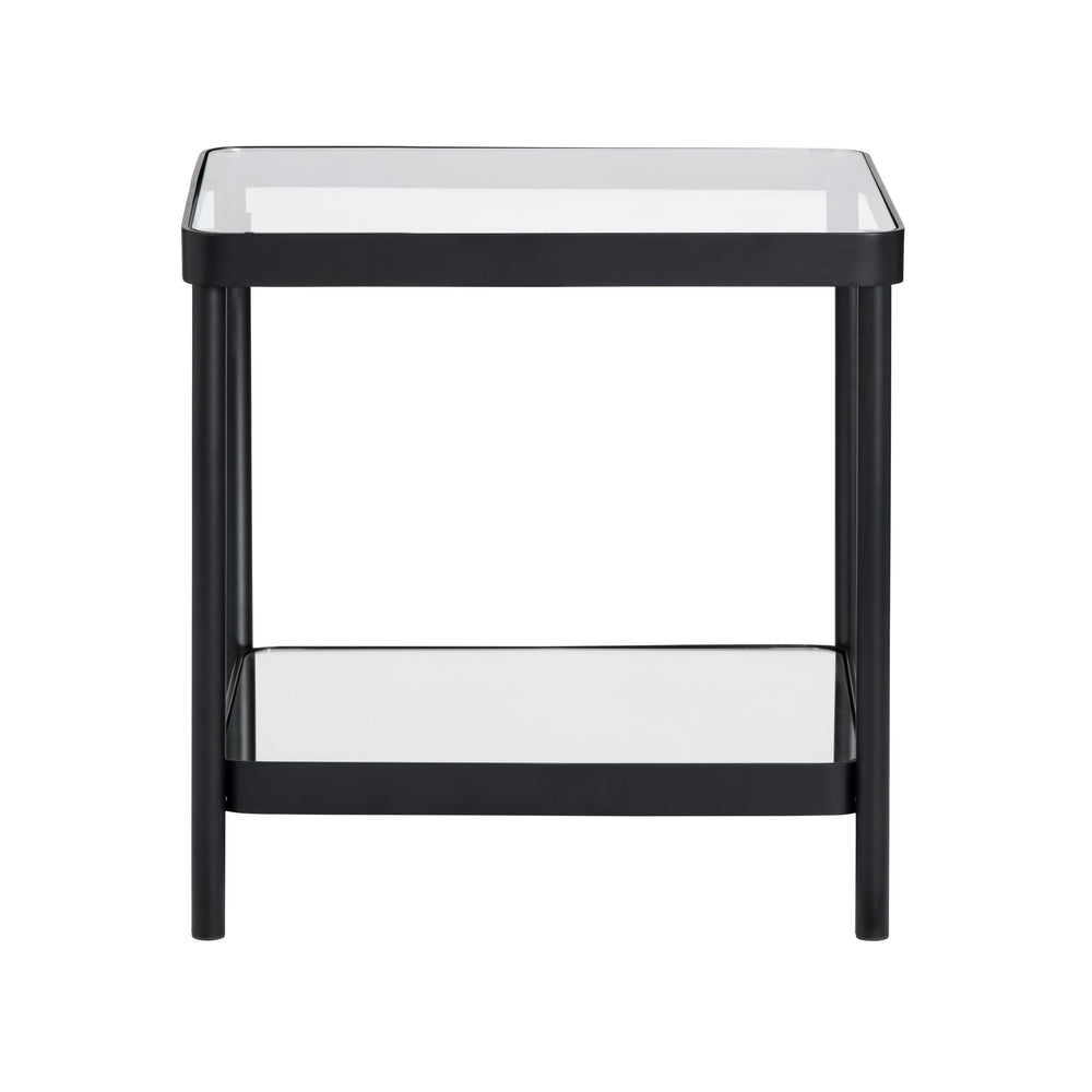 Crestview Collection Square Contemporary Accent End Table With Glass Top And Elegant Brushed Nickel Frame For Modern Spaces Black Metal Cvfzr6193