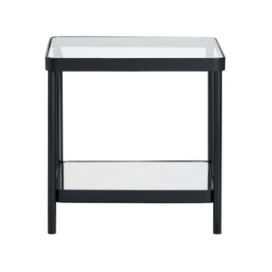 Crestview Collection Square Contemporary Accent End Table With Glass Top And Elegant Brushed Nickel Frame For Modern Spaces Black Metal Cvfzr6193