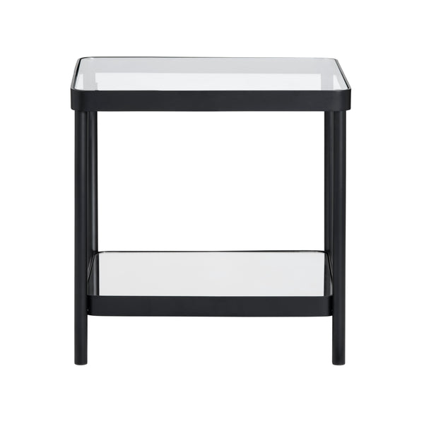 Crestview Collection Square Contemporary Accent End Table With Glass Top And Elegant Brushed Nickel Frame For Modern Spaces Black Metal Cvfzr6193
