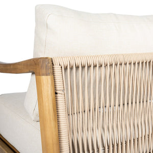 English Elm Outdoor Acacia Wood Club Chair Rope Back Teak Finish Patio Lounge Seat N768P383070T