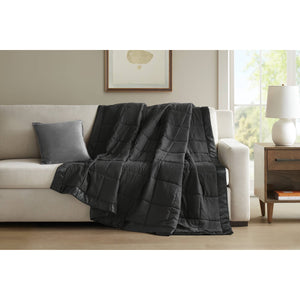 JLA Home Madison Park - Lightweight Cozy Down Alternative Blanket with Satin Trim, Moisture-Wicking, Hypoallergenic Comfort Black MP51-8501