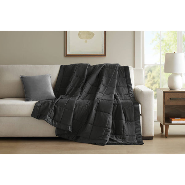 JLA Home Madison Park - Lightweight Cozy Down Alternative Blanket with Satin Trim, Moisture-Wicking, Hypoallergenic Comfort Black MP51-8501