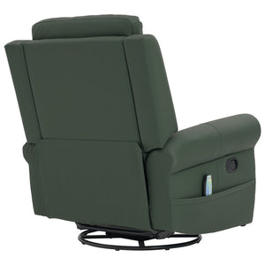 English Elm Manual Swivel Rocker Recliner Pu Leather Chair with Massage Heating and Pocket Spring Support Green N763P363558F