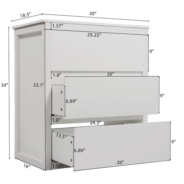 English Elm Christopher Knight Home® - 30" Bathroom Vanity with Ceramic Sink, 2 Soft-Close Full-Extension Drawers, Handle-Free 45° Design, Durable MDF White N817P280549W