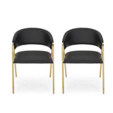 Christopher Knight Home® - Noble House - Gazo Modern Upholstered Dining Chair, Black and Gold - Set of 2