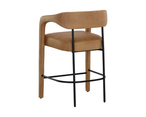 Sunpan Mavia Counter Stool - Modern Design with Ludlow Sesame Leather and Matte Black Iron Frame