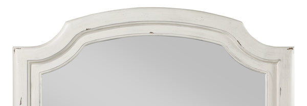 English Elm Jaqueline Ornate Resin Frame Wall Mirror with Beveled Glass and Antique White Finish B2726P453244