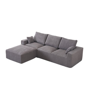 English Elm Boneless U-Shaped Modular Cloud Couch Sofa - 113" Grey Corduroy Sleeper With No Assembly Needed W3401S00003