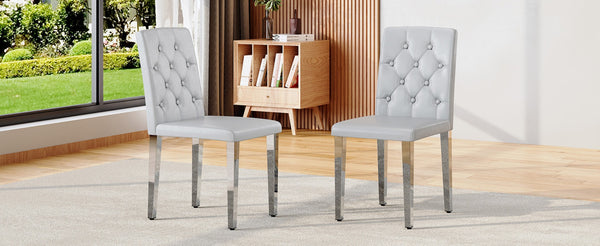 English Elm 4-piece Brown Suede Dining Chair Set with Tufted Back and Walnut Metal Legs Light Gray,Silver W1151P361183