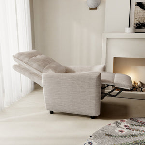 English Elm Chenille Upholstered Push Back Recliner with Metal Frame and Overstuffed Foam Lounger Beige W3568P431428