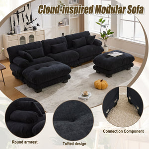 English Elm United We Win U-Shaped Modular Cloud Couch With 2 Ottomans & Bolster Pillows For Ultimate Comfort W1568S00196-GIGA