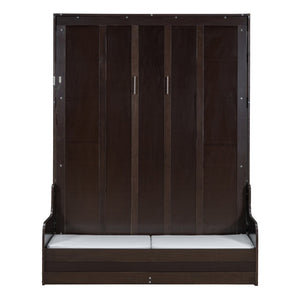 English Elm Queen Murphy Wall Bed with Integrated Chair Espresso Cabinet for Studio Apartments Espresso LP000791AAP-3