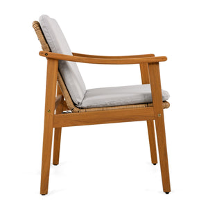 English Elm Christopher Knight Home® - Outdoor Dining Chairs Set of 2 with Acacia Wood Frame and Brown PE Wicker, Waterproof Cushions, 400lb Capacity Grey,Teak N779P280043G