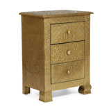 Christopher Knight Home® - Noble House - Upson Handcrafted Boho 3 Drawer Nightstand, Gold