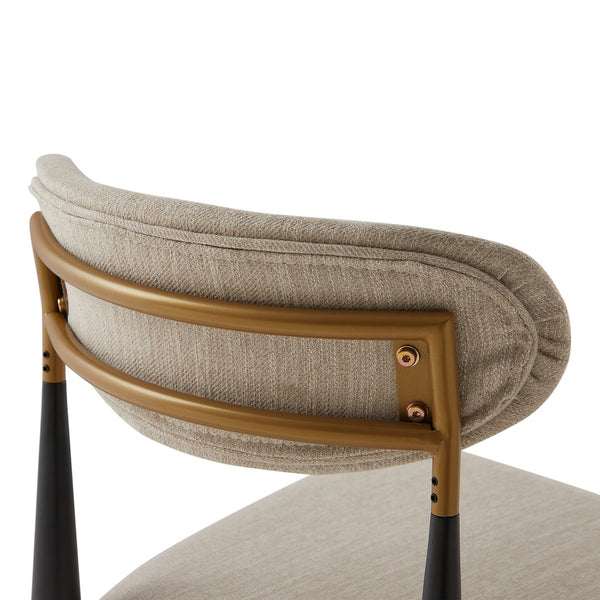 English Elm Christopher Knight Home® - ARMLESS Modern Upholstered Counter Stool Set of 2 with Iron Toothpick Frame, Gold Trim Accents Beige+Black N771P316339A