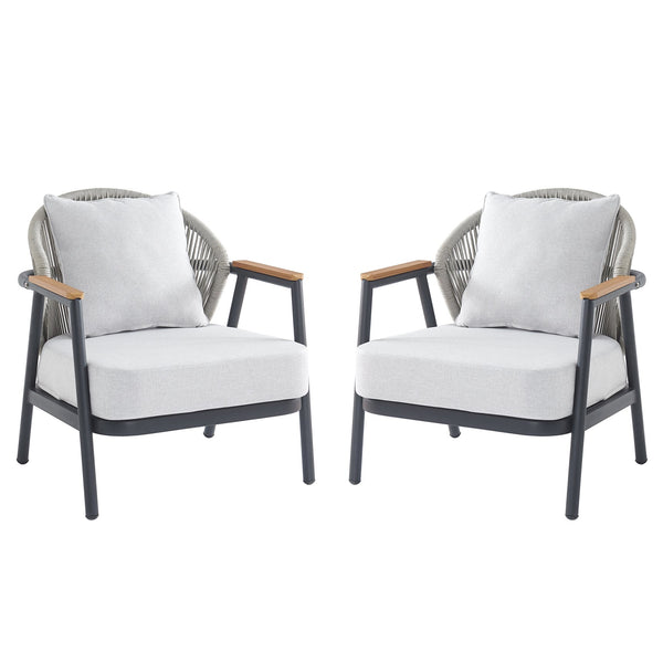 English Elm Christopher Knight Home® - Orla Outdoor Club Chairs Set Of 2 - Gray Iron Frame, Cushioned Comfort, Eco-Friendly Design! N775P224519G-S2