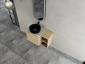 English Elm 36'' Wall-Mounted Bathroom Vanity With Artistic Ceramic Sink, Soft-Close Door & Space-Saving Storage W999S00468