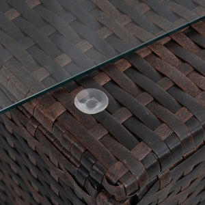 English Elm Patio 5-Piece Pe Wicker Furniture Set With Tempered Glass Table - Durable, Stylish, And Weather-Resistant! W1703S00023-GIGA