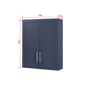 English Elm Wood Hanging Cabinet With Doors – Stylish Blue Storage Solution For Home Or Office Organization W914P292875-GIGA